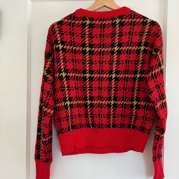 Urban Outfitters Red Plaid Knit Sweater - Picture 3 of 3